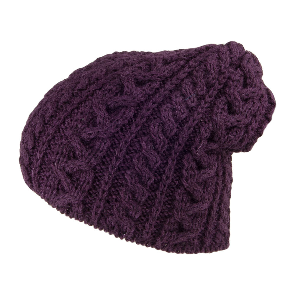 Bonnet Long en Laine Anglaise violet profond HIGHLAND 2000