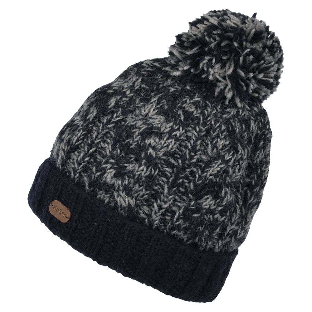Bonnet à Pompon SP Cable bleu marine KUSAN
