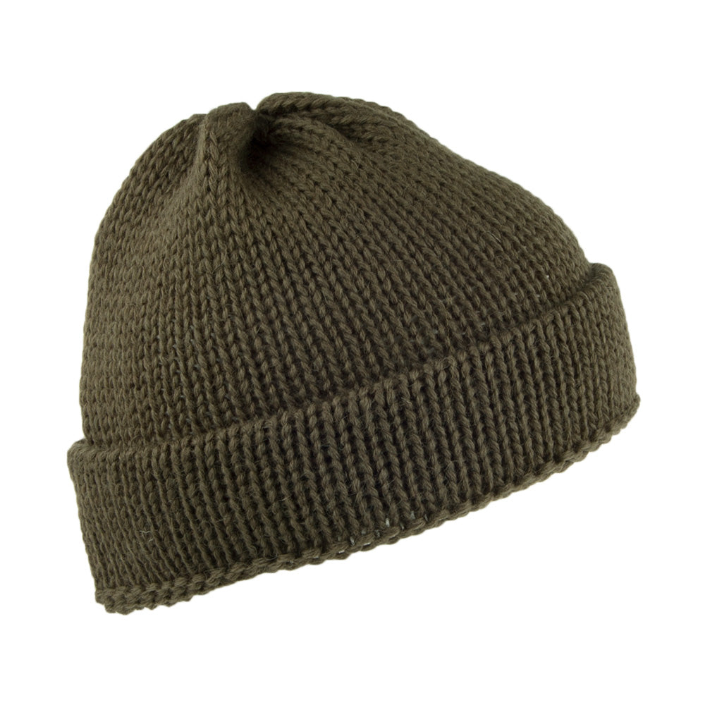 Bonnet Marin Court en Laine Anglaise olive HIGHLAND 2000
