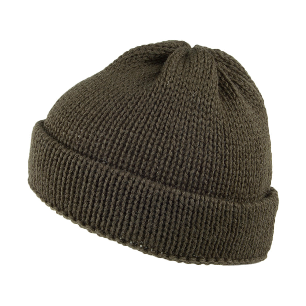 Bonnet Marin Court en Laine Anglaise olive HIGHLAND 2000