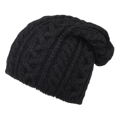 Bonnet Long en Laine d'Alpaga Super Douce noir HIGHLAND 2000