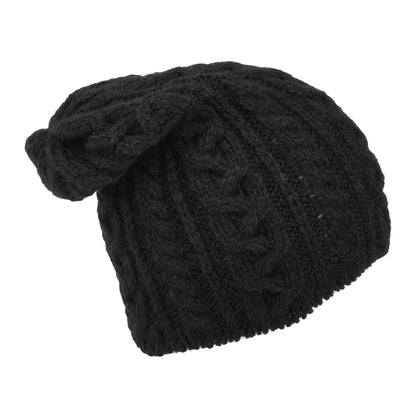 Bonnet Long en Laine d'Alpaga Super Douce noir HIGHLAND 2000