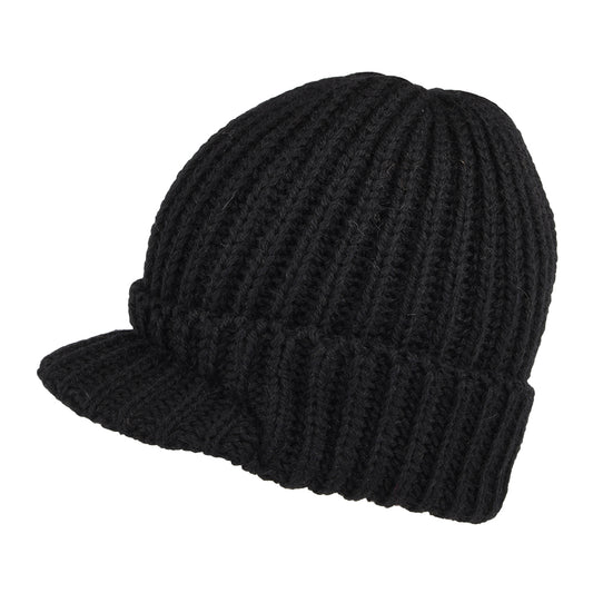 Bonnet à Visière Courte en Laine Anglaise noir HIGHLAND 2000