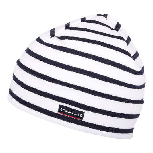 Bonnet en Coton Interlock à Rayures Treguier blanc-bleu marine ARMOR LUX