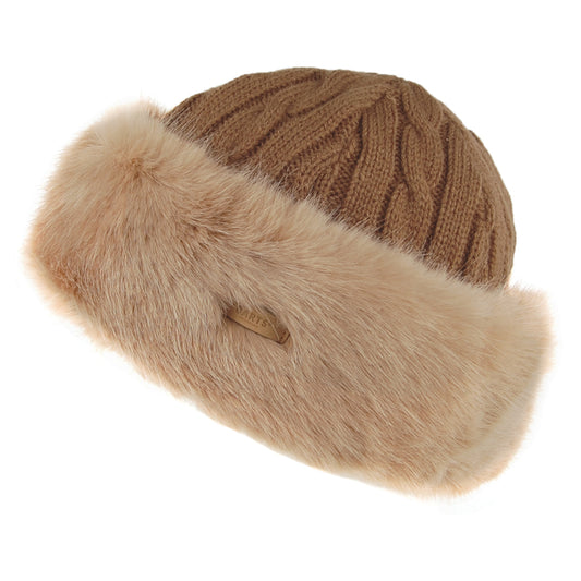Bonnet à Torsades et Fausse Fourrure marron clair BARTS