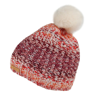 Bonnet à Pompon en Fausse Fourrure Flake bordeaux-crème BARTS