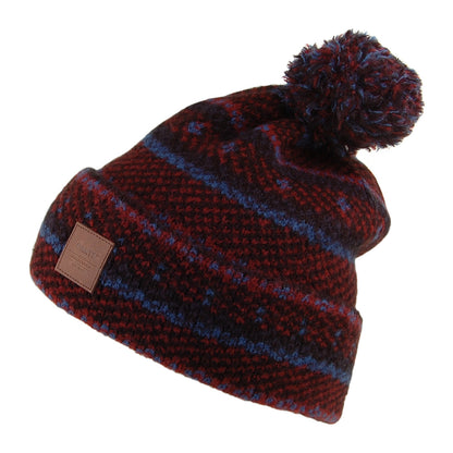 Bonnet à Pompon à Motifs Styr noir-bleu-bordeaux BARTS