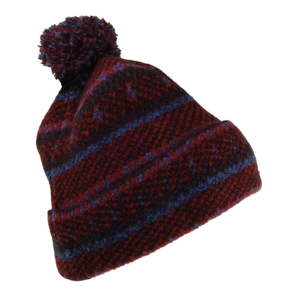 Bonnet à Pompon à Motifs Styr noir-bleu-bordeaux BARTS