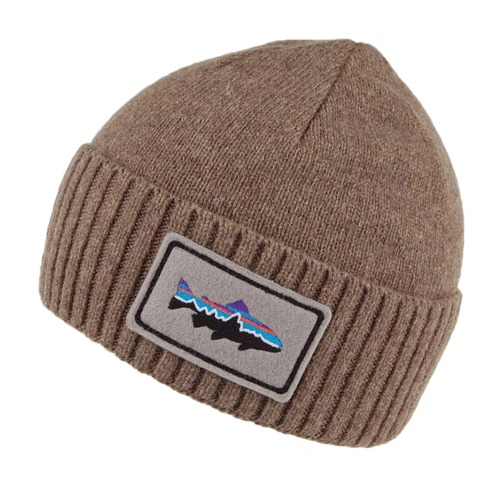 Bonnet en Laine Recyclée Brodeo Fitz Roy Trout beige sable PATAGONIA