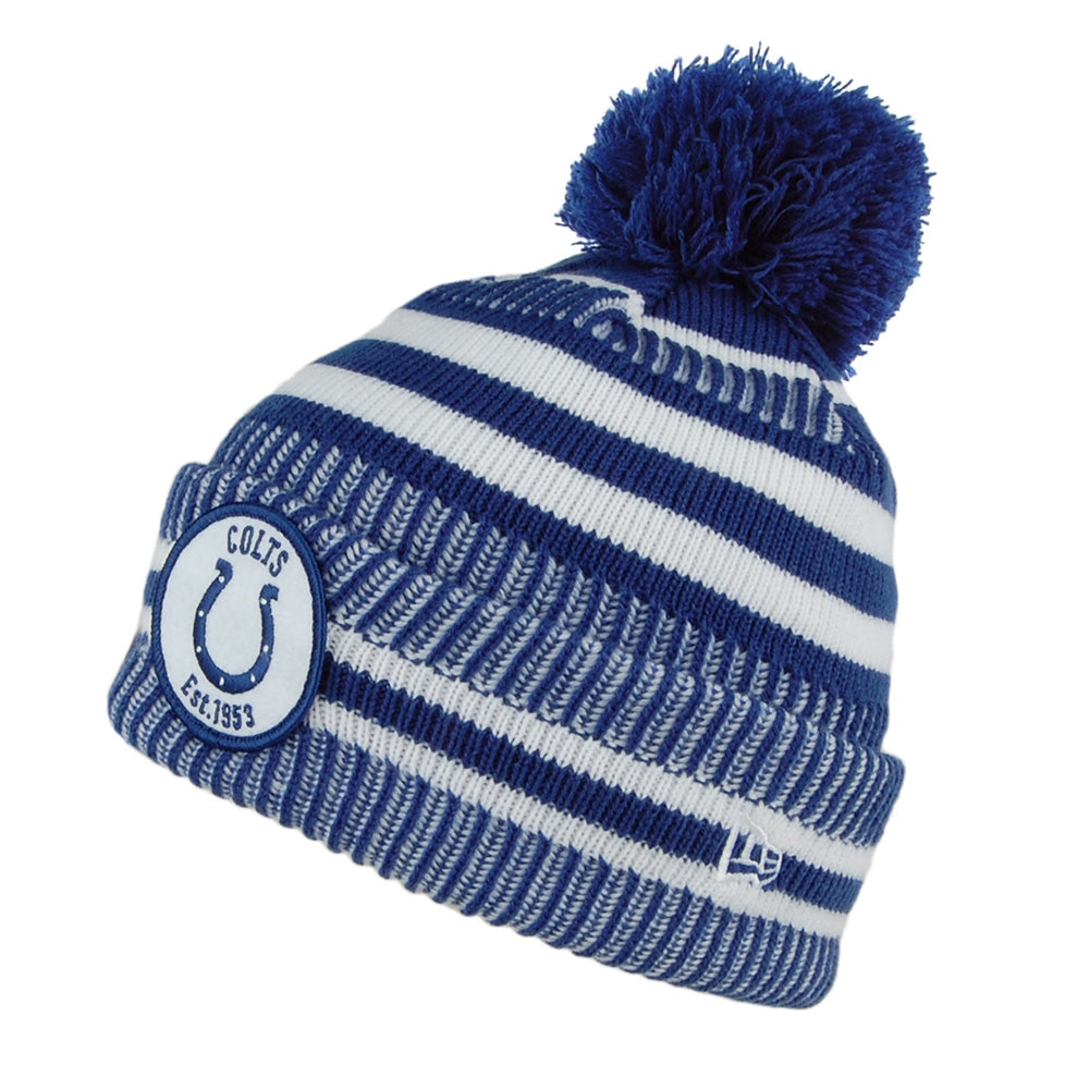 Bonnet Pompon NFL On Field Knit Indianapolis Colts bleu-blanc NEW ERA
