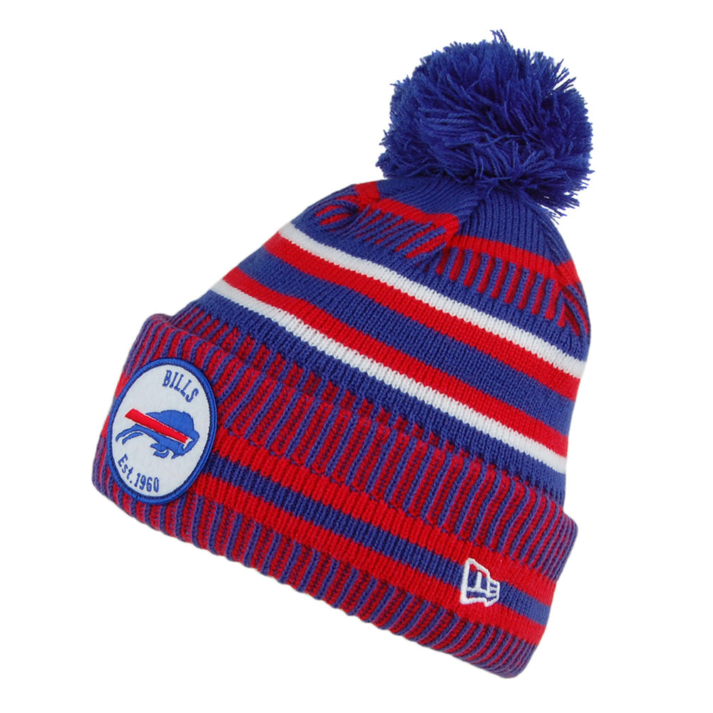 Bonnet à Pompon NFL On Field Knit Buffalo Bills bleu-rouge NEW ERA