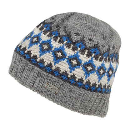 Bonnet Jauge Fine Fair Isle gris-bleu KUSAN