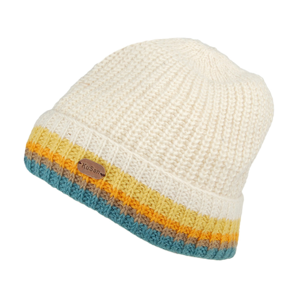 Bonnet Tricot à Revers crème-multi KUSAN