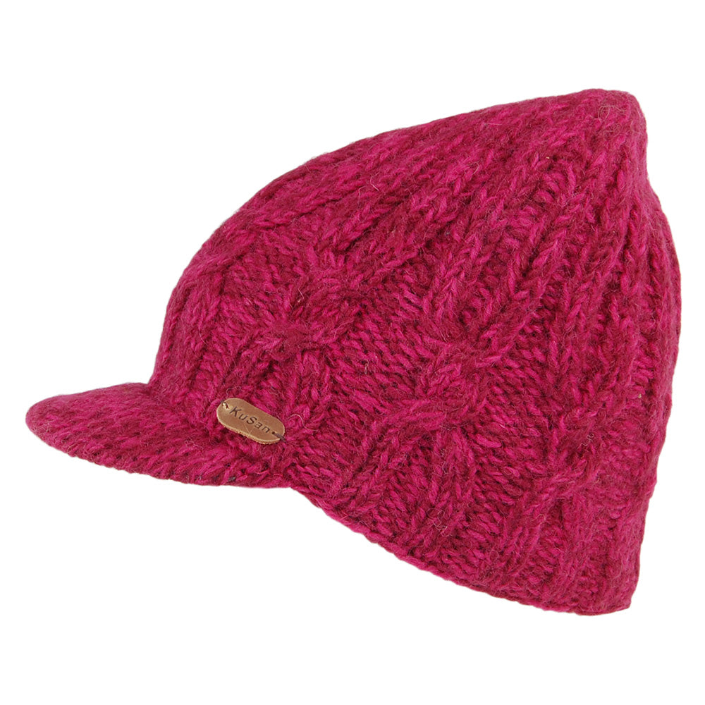 Bonnet à Visière à Torsades rose KUSAN