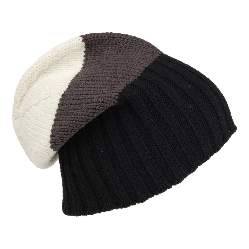Bonnet Long en Laine Mérinos noir-gris KUSAN