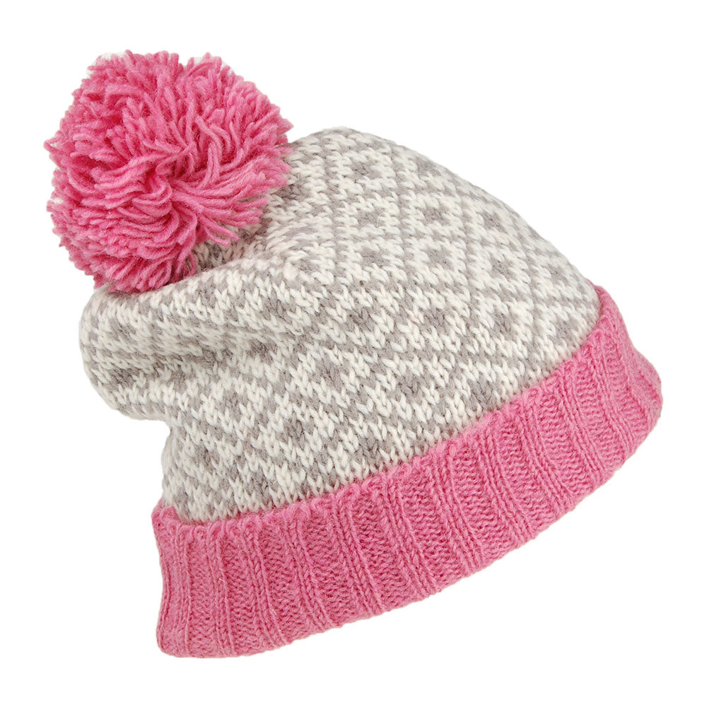 Bonnet à Pompon Fleur de Lys rose KUSAN