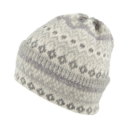 Bonnet en Laine à Revers Fair Isle gris clair HIGHLAND 2000