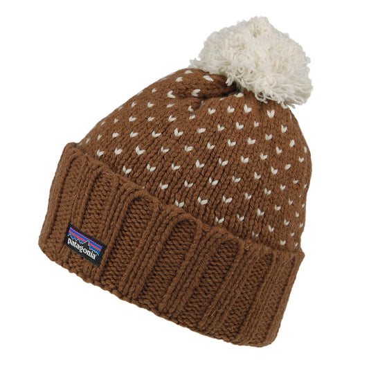 Bonnet à Pompon en Laine Recyclée Snowbelle marron PATAGONIA