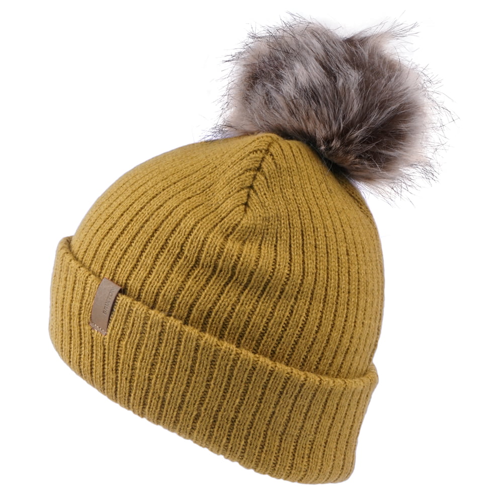Bonnet à Pompon en Fausse Fourrure Alison beige sable BRIXTON