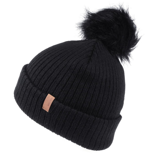 Bonnet à Pompon en Fausse Fourrure Alison noir BRIXTON