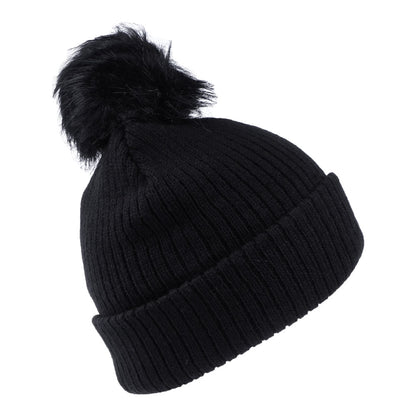 Bonnet à Pompon en Fausse Fourrure Alison noir BRIXTON