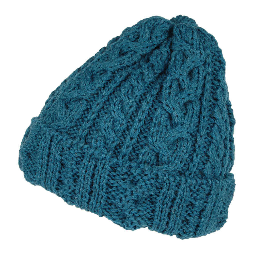 Bonnet Long en Laine Anglaise bleu sarcelle HIGHLAND 2000