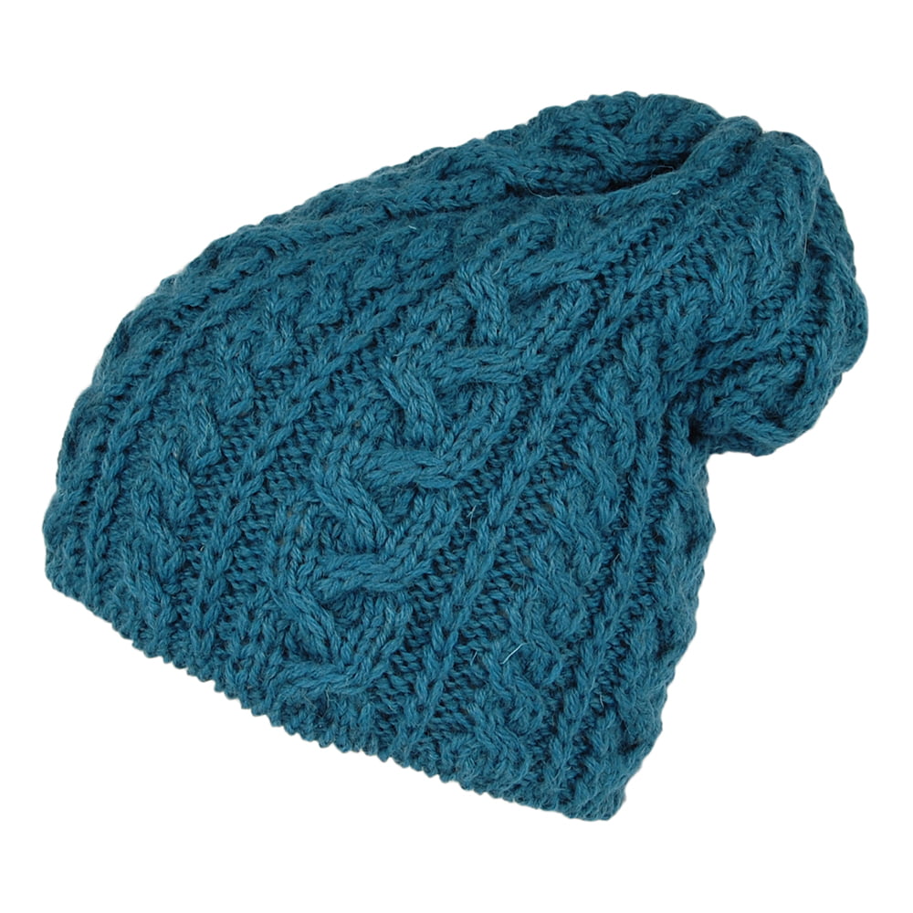 Bonnet Long en Laine Anglaise bleu sarcelle HIGHLAND 2000