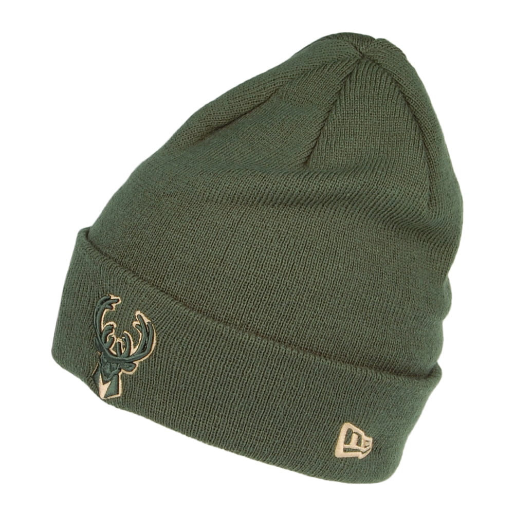 Bonnet Cuff Knit NBA Team Colour Out Line Milwaukee Bucks vert NEW ERA