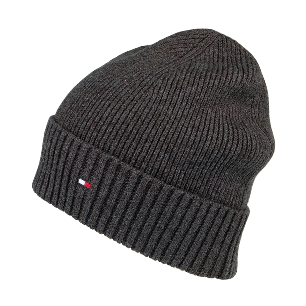 Bonnet en Cotton et Cachemire Pima Essential Flag gris TOMMY HILFIGER
