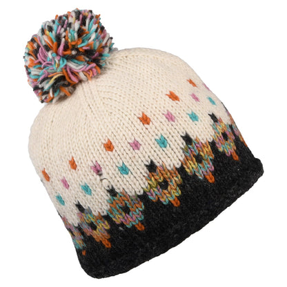 Bonnet à Pompon Fair Isle Snowy crème-anthracite KUSAN
