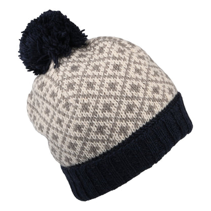 Bonnet à Pompon Fleur de Lys bleu marine KUSAN