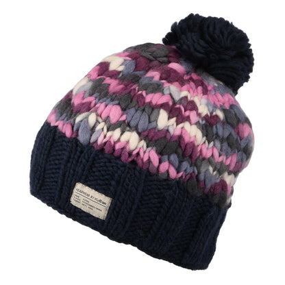 Bonnet à Pompon Grosse Maille bleu marine KUSAN