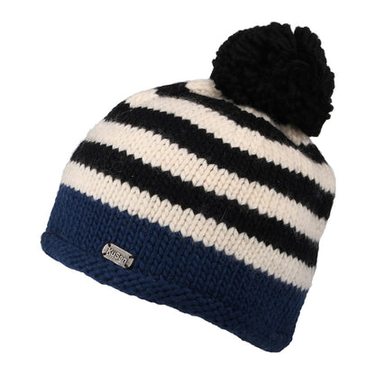 Bonnet à Pompon Point de Riz bleu marine KUSAN