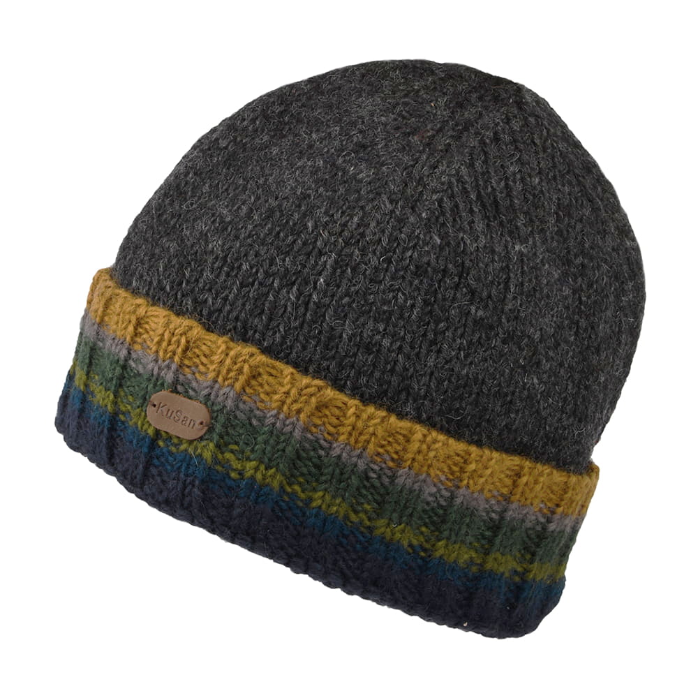 Bonnet Tricot à Revers anthracite KUSAN