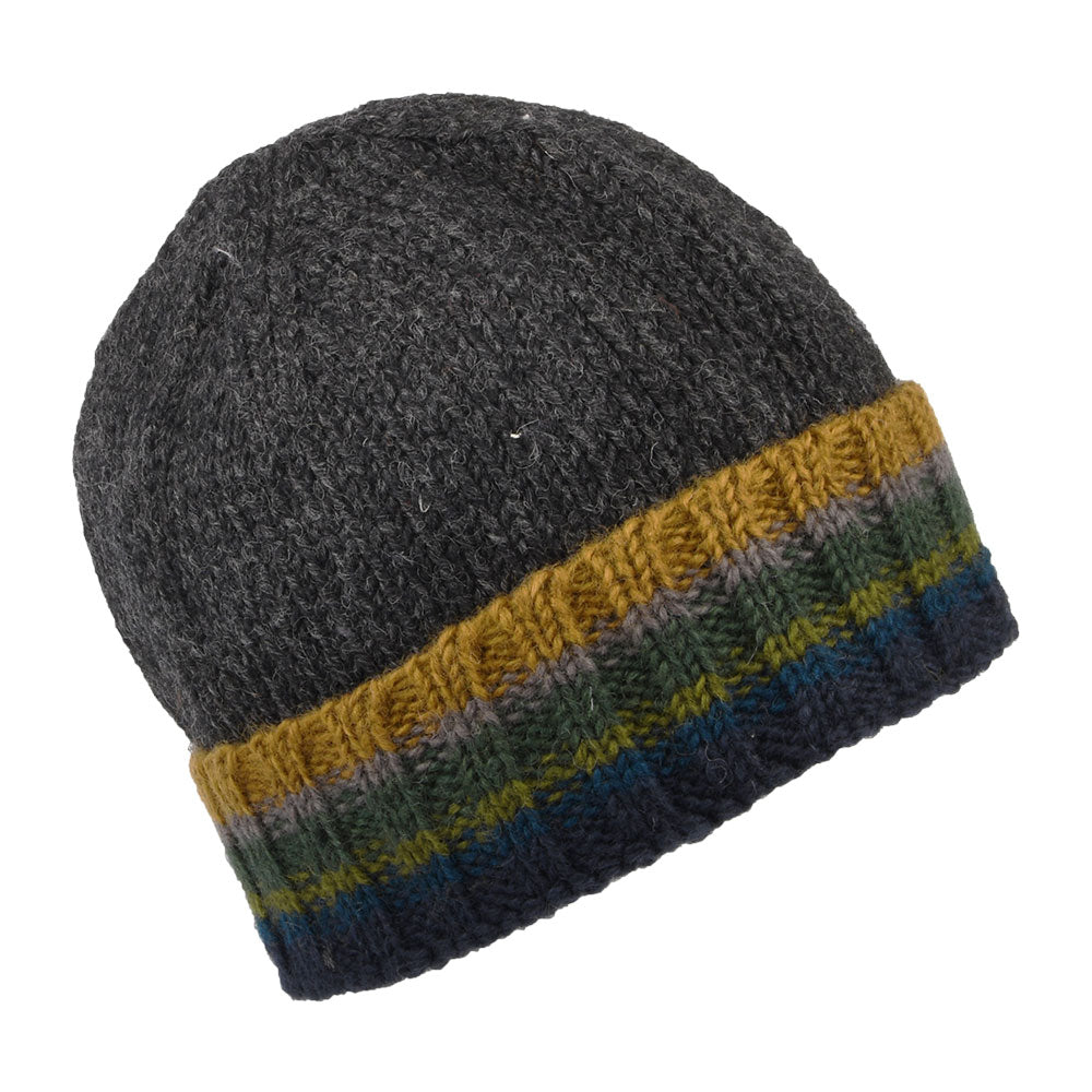 Bonnet Tricot à Revers anthracite KUSAN