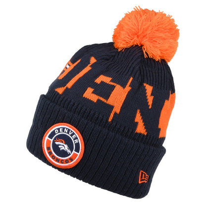 Bonnet à Pompon NFL On Field Sport Knit Denver Broncos bleu marine-orange NEW ERA