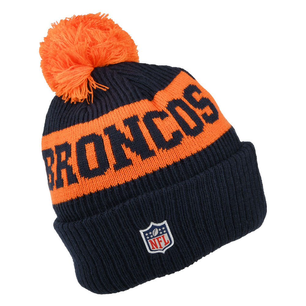 Bonnet à Pompon NFL On Field Sport Knit Denver Broncos bleu marine-orange NEW ERA
