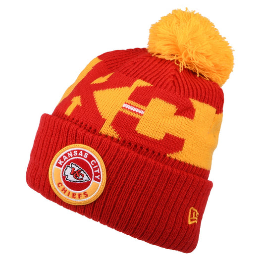 Bonnet à Pompon NFL On Field Sport Knit Kansas City Chiefs rouge-doré NEW ERA