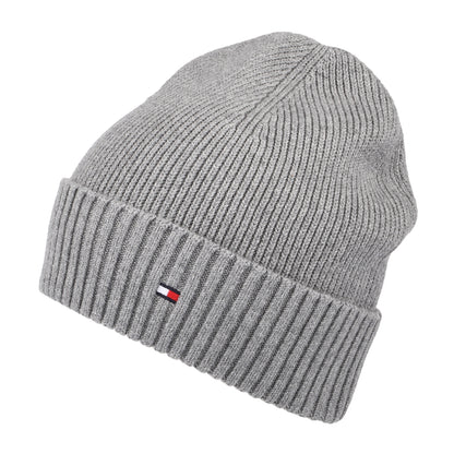Bonnet en Cotton et Cachemire Pima Essential Flag gris chiné TOMMY HILFIGER