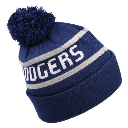 Bonnet à Pompon MLB Jake Cuff Knit L.A. Dodgers bleu roi foncé NEW ERA