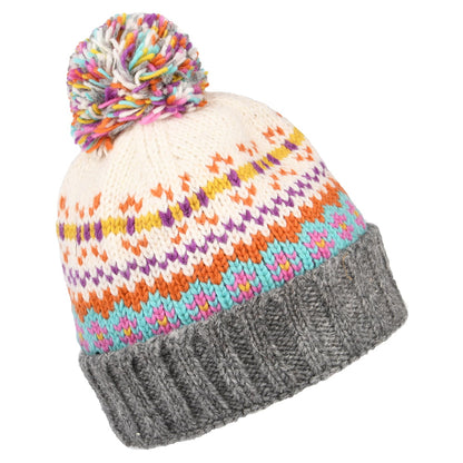 Bonnet à Pompon Fair Isle Mosaic crème-gris KUSAN