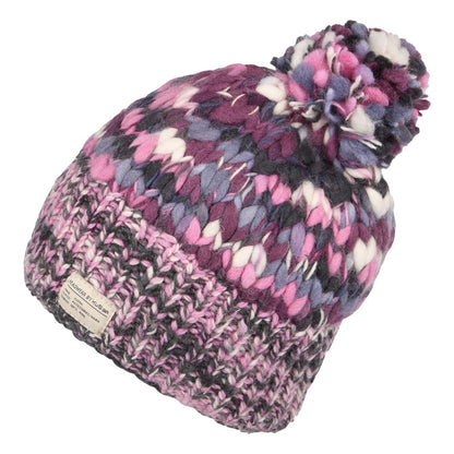 Bonnet à Pompon en Laine Irrégulière rose-violet KUSAN