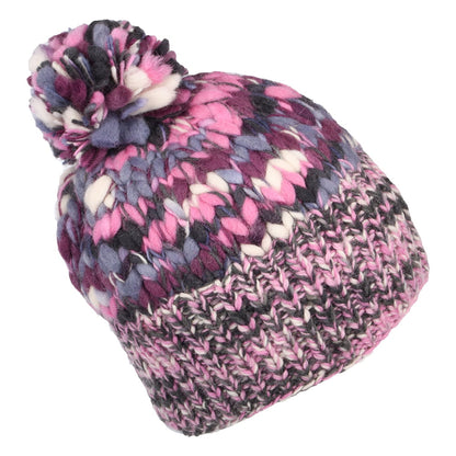 Bonnet à Pompon en Laine Irrégulière rose-violet KUSAN