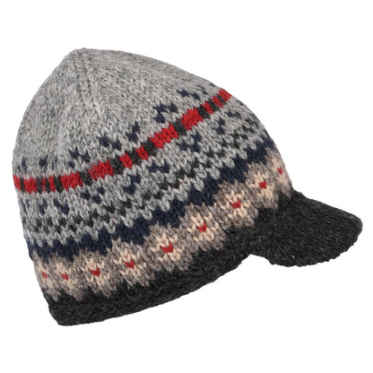 Bonnet à Visière Fair Isle Brooklyn gris-charbon KUSAN
