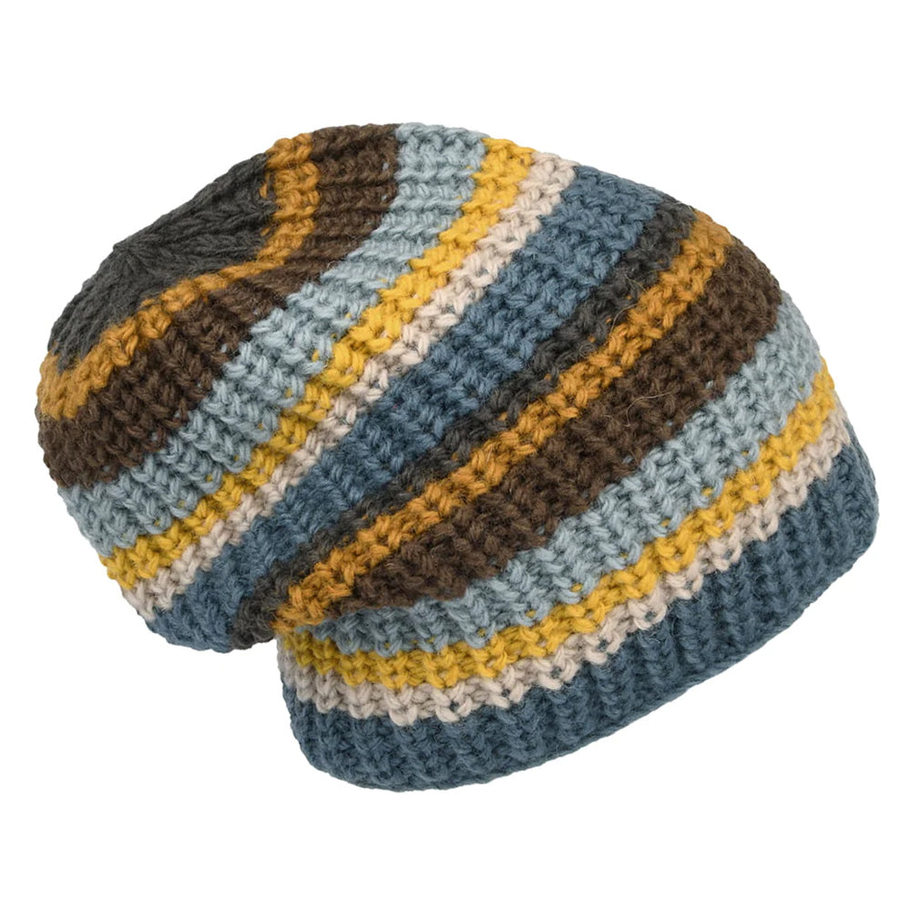 Bonnet Long Cardi marron-bleu clair KUSAN