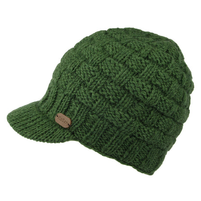 Bonnet à Visière Maille Nattée olive KUSAN
