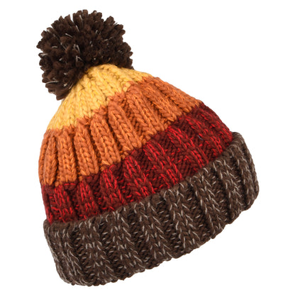 Bonnet à Pompon Wilhelm marron-rouge-jaune BARTS
