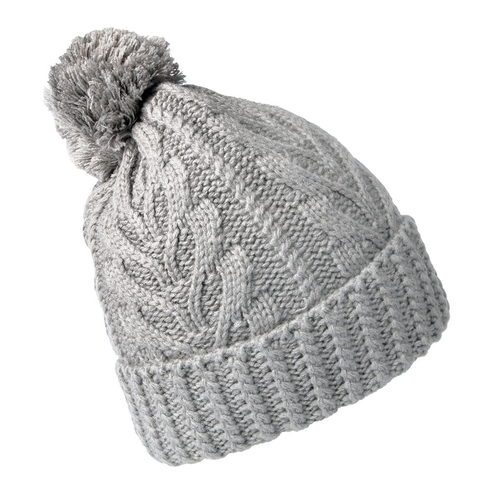 Bonnet à Pompon à Torsades Premium gris clair TIMBERLAND