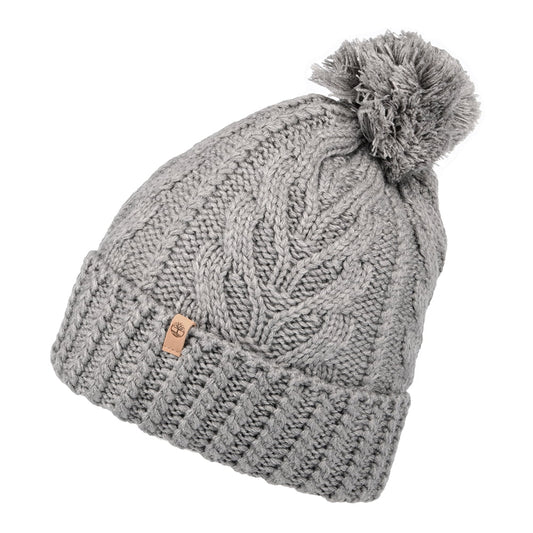 Bonnet à Pompon à Torsades Premium gris clair TIMBERLAND