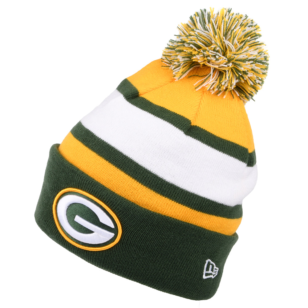 Bonnet à Pompon et Revers NFL Striped Green Bay Packers vert-jaune NEW ERA